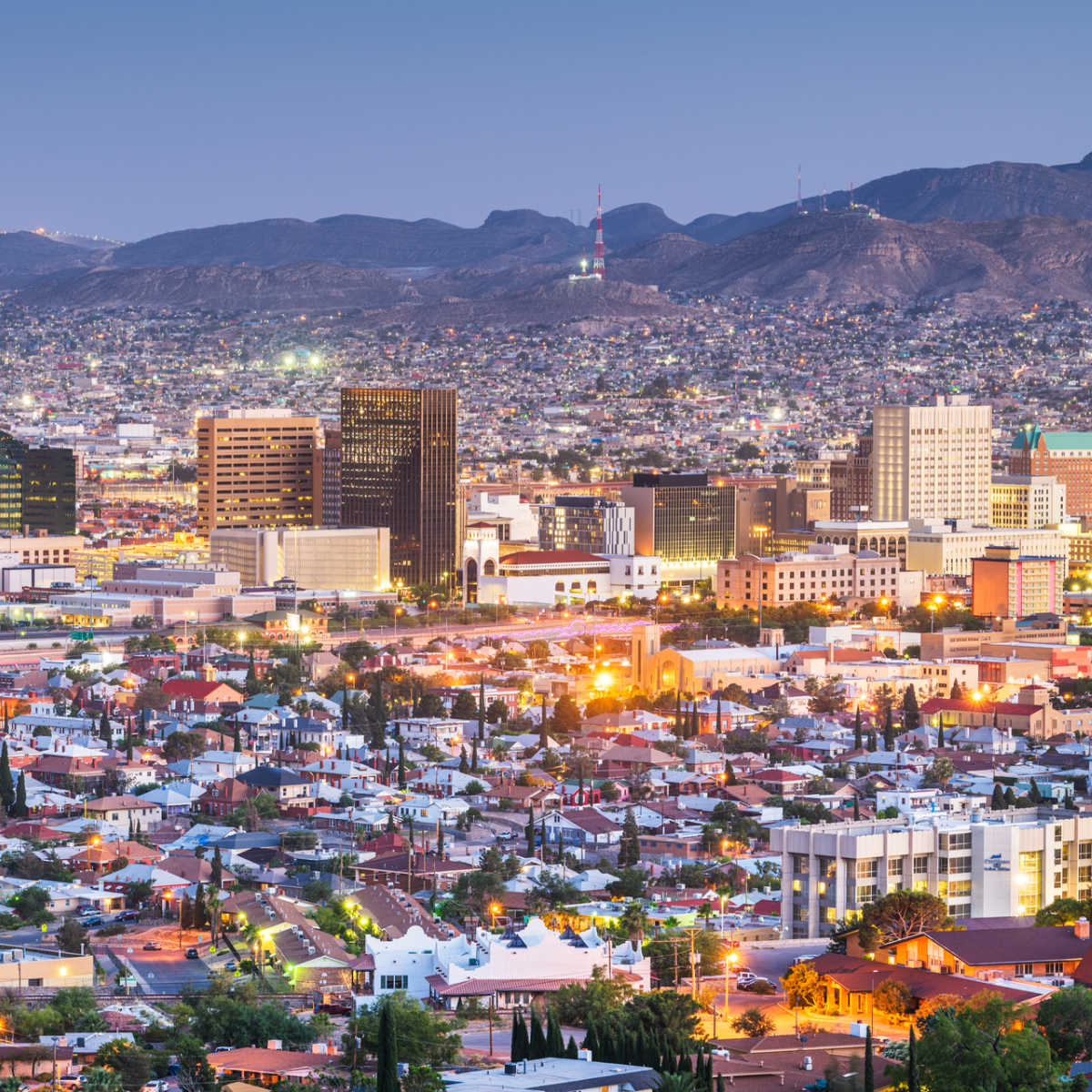 El Paso skyline at twilight