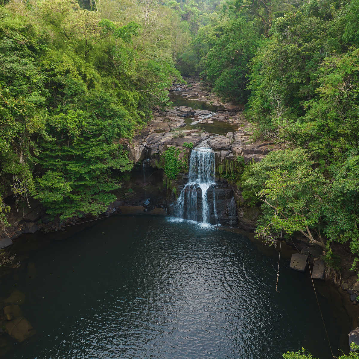 Flowing waterfall in Koh Kood, Thailand