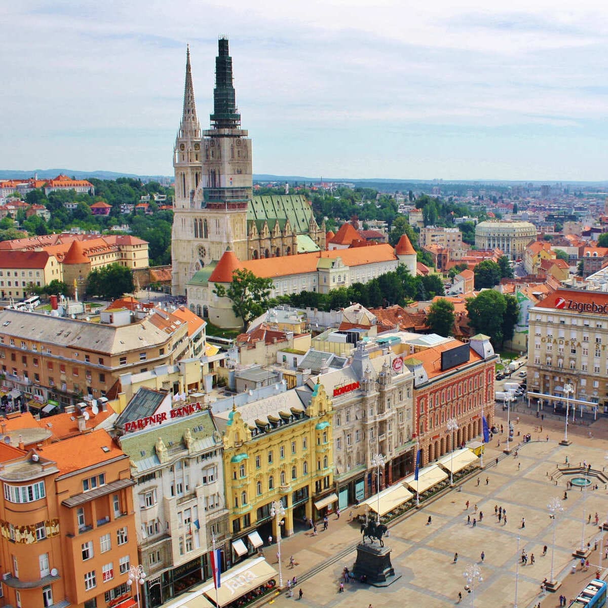 Panoramic View Of The Lower Town Of Zagreb, Croatia, Southeastern Europe