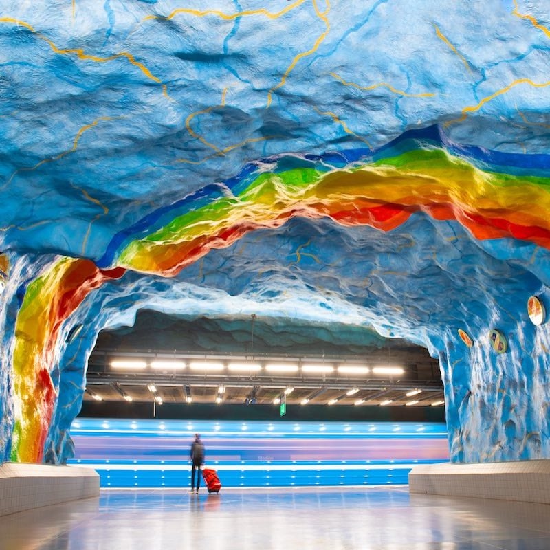 Colorful Metro Station In Stockholm, Sweden