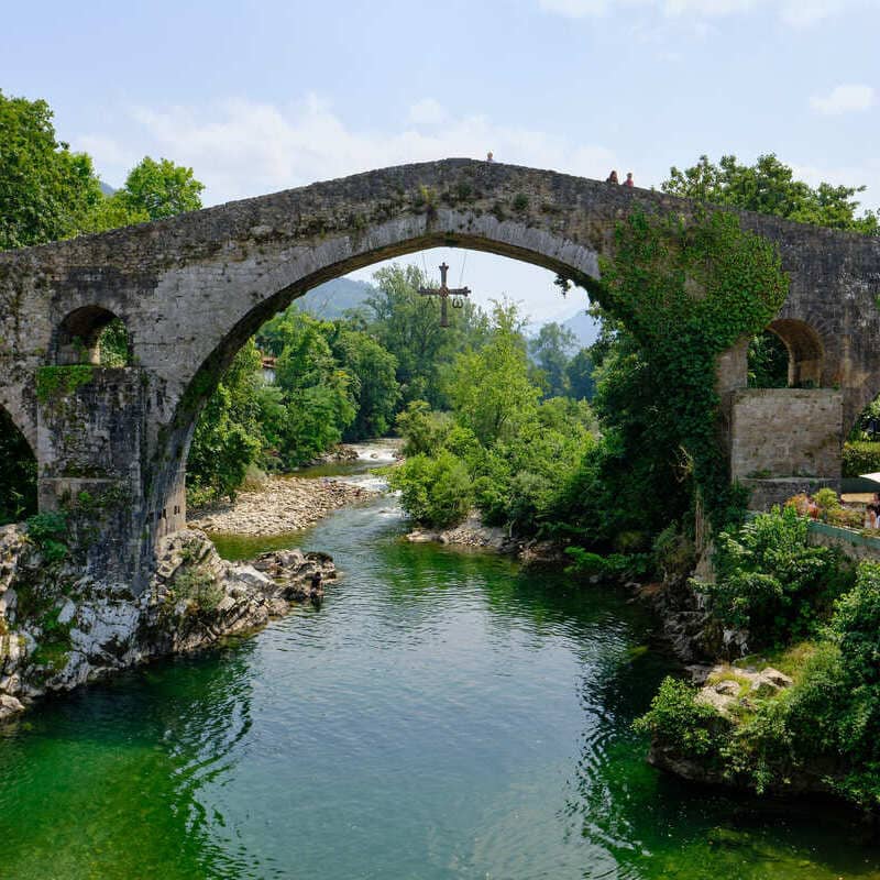 Roman Bridge At Cangas De Onis In Asturias, Spain