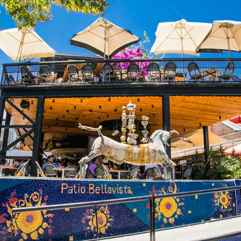 Trendy cafe in Santiago, Chile with elevated outdoor seating