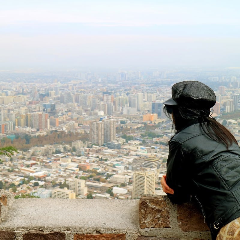 Woman observing stunning views of Santiago, Chile