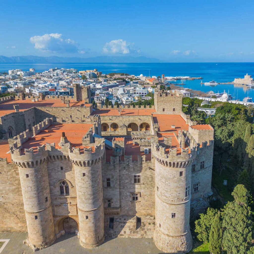 Aerial View Of The Grand Master's Palace In Rhodes, Greece, Southern Europe