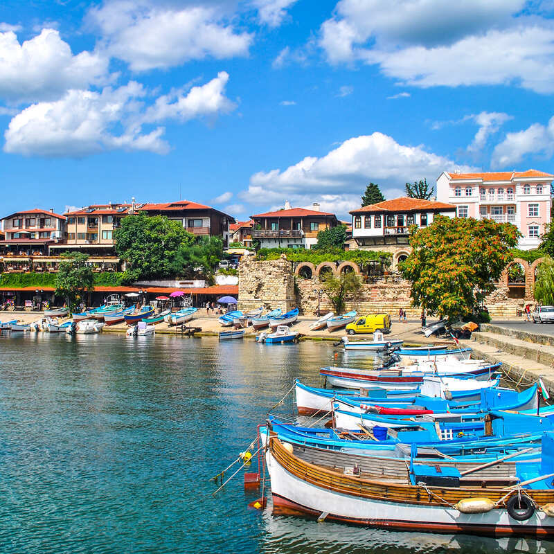 Harbor In Nessebar, An Ancient Greco Roman City On A Promontory On The Black Sea, Off The Coast Of Bulgaria, South Eastern Europe