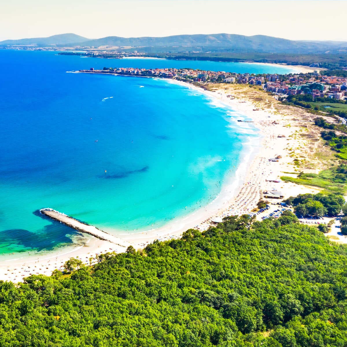 Panoramic View Of Primorsko Beach In Bulgaria, Eastern Europe