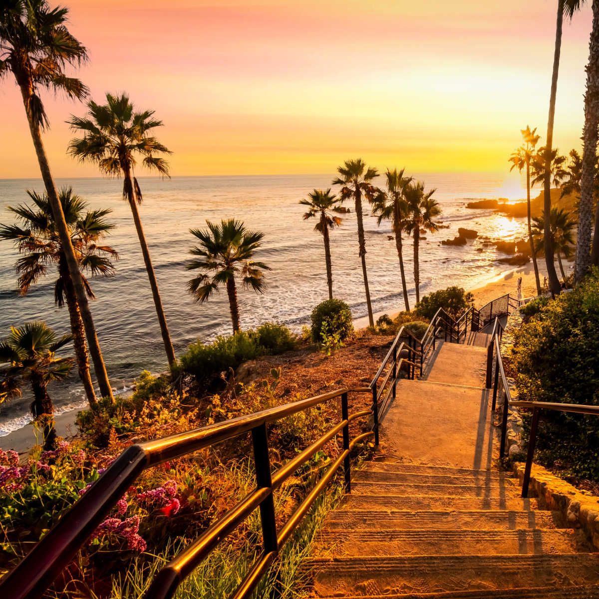 Stairs leading to beach in Laguna Beach