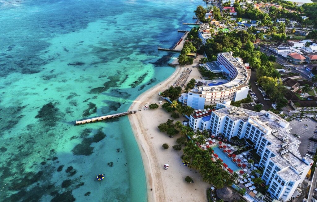 Aerial View Of A Resort Zone In Jamaica, Caribbean Sea