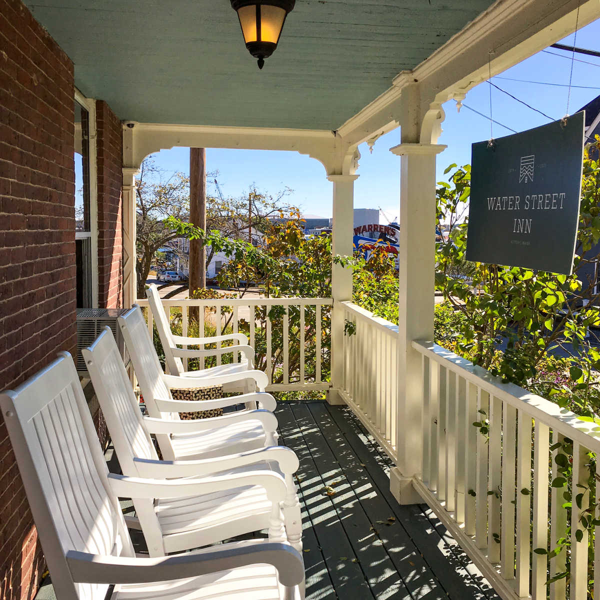 Porch of The Water Street Inn in Kittery, Maine